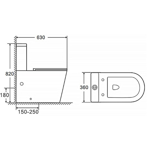 Унитаз-компакт Azario Conto AZ-T005BR, безободковый, торнадо,сиденье микролифт быстросъемное купить в СОМ