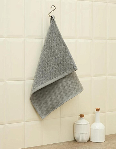 Полотенце Fine Line 40х55 махрово-вафельное серое купить в СОМ