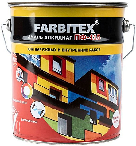 Эмаль ПФ-115 Farbitex, хаки, 5 кг купить в СОМ