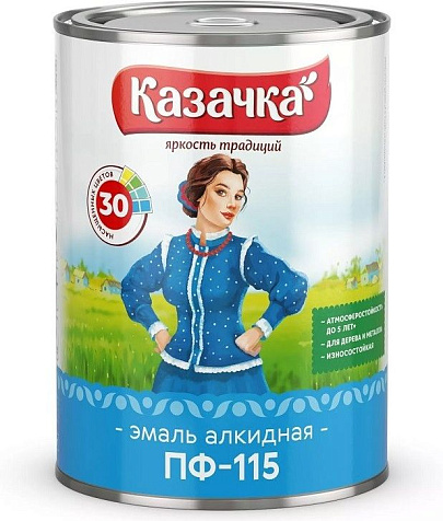 Эмаль ПФ-115 Казачка, глянцевая, белая, 0.9 кг купить в СОМ