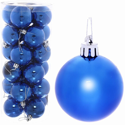 Набор шаров Глянец 24шт 5см синие купить в СОМ