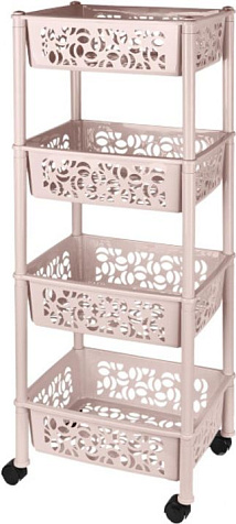 Этажерка Keeplex Light 4 корзины на колесах бежевый топаз купить в СОМ