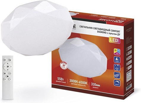Светильник светодиодный IN HOME Comfort DIAMOND 55Вт, 3000-6500К 4400Лм 330х80мм пульт купить в СОМ